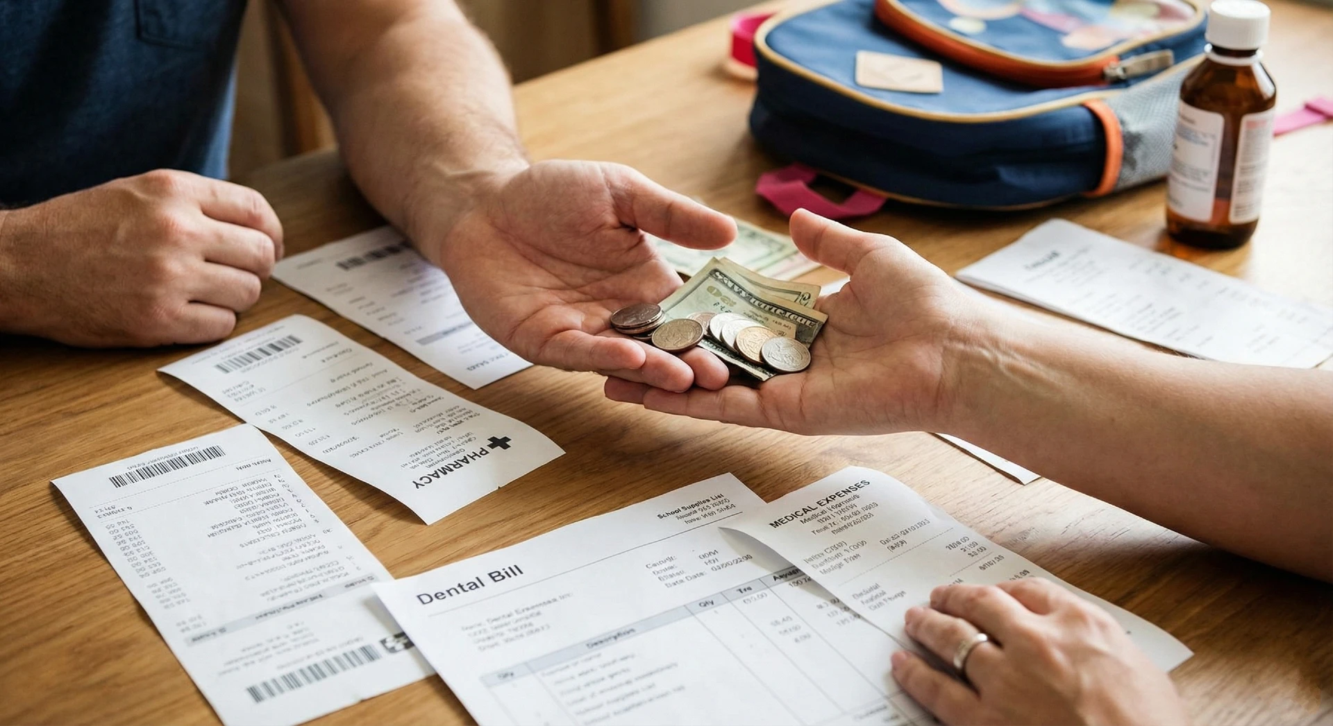 Pai paga pensão e também metade do material escolar e das despesas médicas?